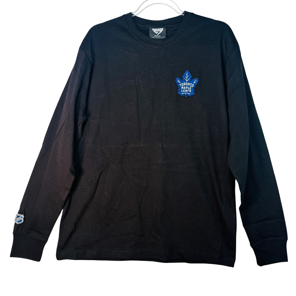 Toronto‎ Maple Leafs Long Sleeve Graphic Shirt Medium Black NHL Licensed Tee